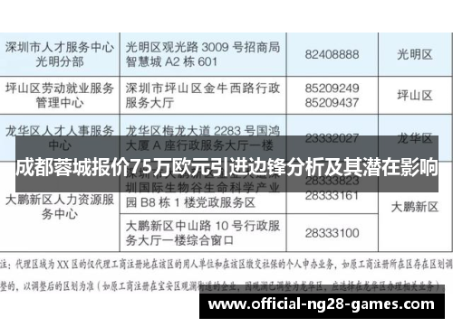 成都蓉城报价75万欧元引进边锋分析及其潜在影响