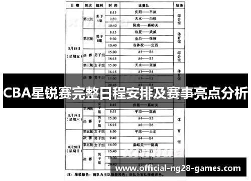 CBA星锐赛完整日程安排及赛事亮点分析