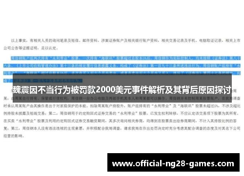 魏震因不当行为被罚款2000美元事件解析及其背后原因探讨